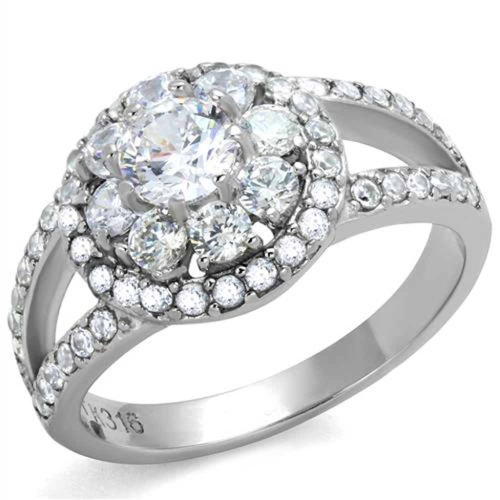 1.57 Ct Zirconia Stainless Steel Engagement Ring